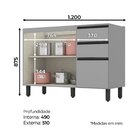 Balcão De Cozinha 1200 Mm 2 Portas 3 Gavetas Com Tampo Diva C