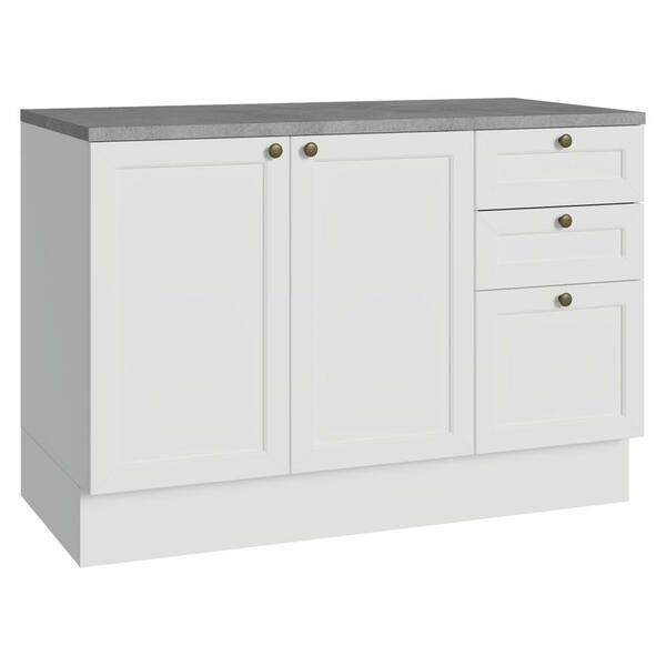 Balcão De Cozinha 120 Cm 2 Portas 3 Gavetas Branco Vik Madesa