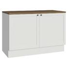 Balcão De Cozinha 120 Cm 2 Portas Branco Tampo Rustic Vik Mad