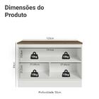 Balcão De Cozinha 120 Cm 2 Portas Branco Tampo Rustic Vik Mad