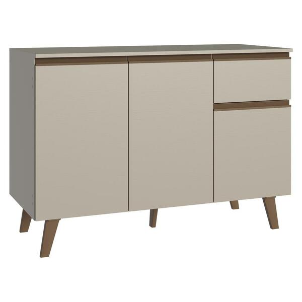 Balcão De Cozinha 120 Cm 3 Portas 1 Gaveta Com Pés Crema Nice