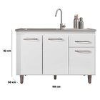 Balcão De Cozinha 120 Cm 3 Portas 1 Gaveta S/ Tampo Franca Br