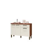 Balcão De Cozinha 120 Cm 3 Portas E 1 Gaveta Nogueira Off Whi