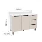 Balcão De Cozinha 120 Cm Meena 2 Portas 3 Gavetas Branco/crem