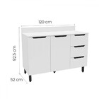 Balcão De Cozinha 120 Cm Meena 2 Portas 3 Gavetas Branco - Po