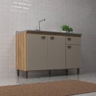 Balcão De Cozinha 120cm 3 Portas 1 Gaveta Atlas Amêndoa/niága