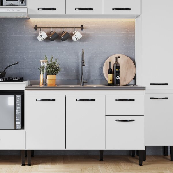 Balcão De Cozinha 120cm 3 Portas 1 Gaveta Sem Tampo Light Bra