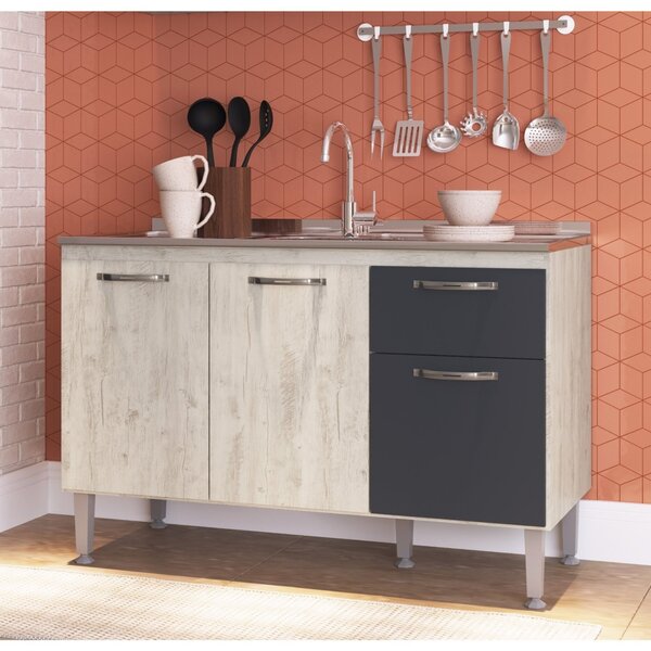 Balcão De Cozinha 120cm 3 Portas 1 Gaveta Sem Tampo Light Irm