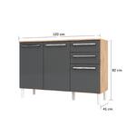 Balcão De Cozinha 120cm 3 Portas 2 Gavetas 100% Mdf Carménere