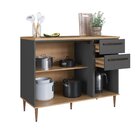 Balcão De Cozinha 120cm 3 Portas 2 Gavetas Com Tampo 25cm Isa