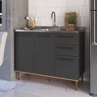 Balcão De Cozinha 120cm 3 Portas 2 Gavetas Espaço Cuba Ou Tam