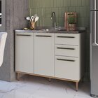 Balcão De Cozinha 120cm 3 Portas 2 Gavetas Espaço Cuba Ou Tam