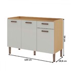 Balcão De Cozinha 120cm 3 Portas 2 Gavetas Freijo Fosco/white