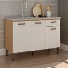 Balcão De Cozinha 120cm 3 Portas 2 Gavetas Freijo Fosco/white