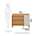 Balcão De Cozinha 120cm Com 2 Portas 3 Gavetas E Tampo 100% M