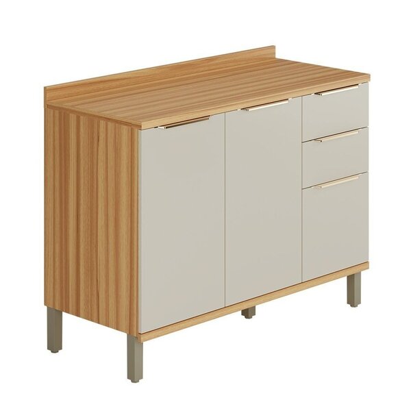 Balcão De Cozinha 120cm Com 2 Portas 3 Gavetas E Tampo 100% M