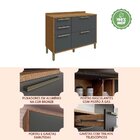 Balcão De Cozinha 120cm Com 2 Portas Basculantes 3 Gavetas E