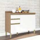 Balcão De Cozinha 120cm Com 3 Portas 2 Gavetas E Tampo 100% M