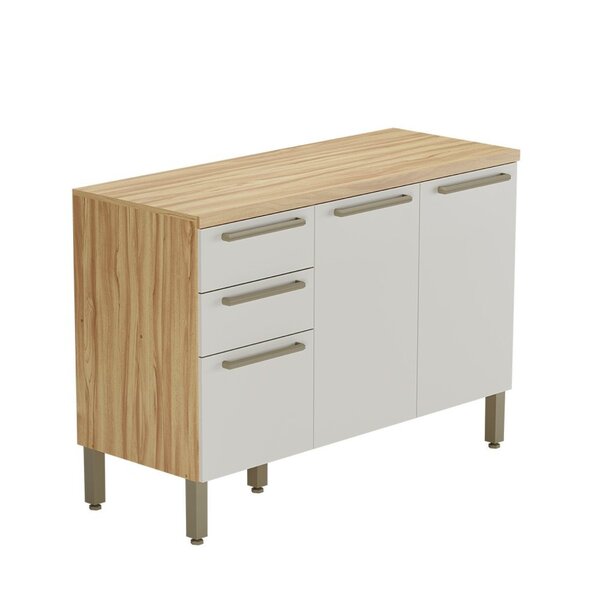 Balcão De Cozinha 120cm Com 3 Portas 2 Gavetas E Tampo 100% M