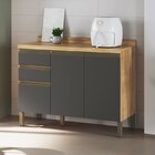 Balcão De Cozinha 120cm Com 3 Portas 2 Gavetas E Tampo 100% M