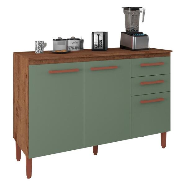 Balcão De Cozinha 120cm Com 3 Portas E 2 Gavetas Multimóveis