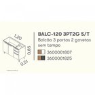 Balcão De Cozinha 120cm Mdf 3 Portas 2 Gavetas Sem Tampo Port