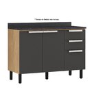 Balcão De Cozinha 120cm Mdf 3 Portas 2 Gavetas Sem Tampo Port