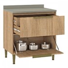 Balcão De Cozinha 1 Porta 2 Gavetas Carvalho/cinza Ba780 - Fe