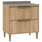 Balcão De Cozinha 1 Porta 2 Gavetas Carvalho/cinza Ba780 - Fe