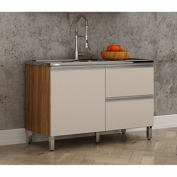 Balcão De Cozinha 1 Porta 2 Gavetas Cleo Chf Carvalho/off Whi