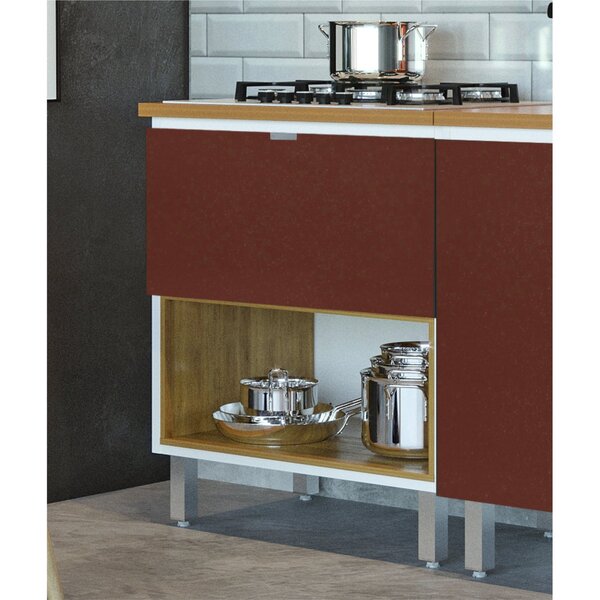 Balcão De Cozinha 1 Porta Basculante 1 Nicho Em Madeira Quadr