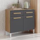 Balcão De Cozinha 2 Portas 2 Gavetas Luísa Madeirado / Grafite