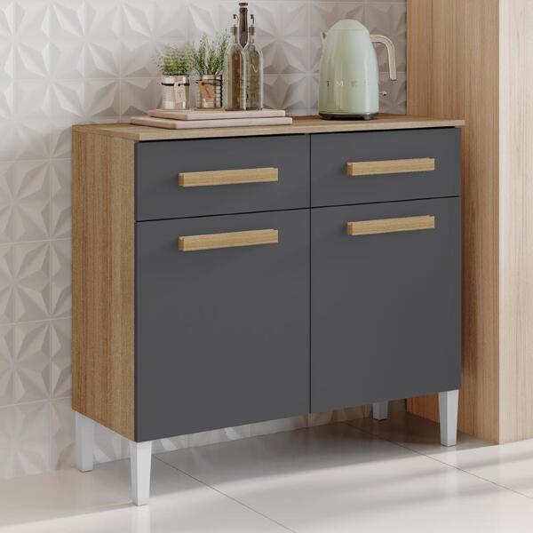 Balcão De Cozinha 2 Portas 2 Gavetas Luísa Madeirado / Grafite