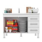 Balcão De Cozinha 2 Portas 3 Gavetas 1,14 Bankok Mgm Amêndoa/