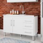 Balcão De Cozinha 2 Portas 3 Gavetas 1,14 Bankok Mgm Branco