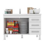 Balcão De Cozinha 2 Portas 3 Gavetas 1,14 Bankok Mgm Branco