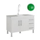 Balcão De Cozinha 2 Portas 3 Gavetas 1,14 Bankok Mgm Branco