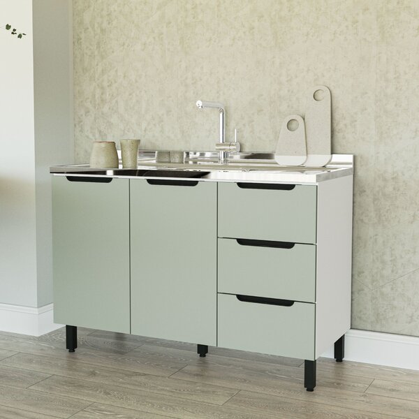 Balcão De Cozinha 2 Portas 3 Gavetas Branco/verde