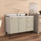 Balcão De Cozinha 2 Portas 3 Gavetas Branco/verde