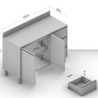 Balcão De Cozinha 2 Portas 3 Gavetas Com Tampo Creme Koya Cre