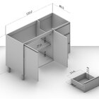 Balcão De Cozinha 2 Portas 3 Gavetas Sem Tampo Creme Koya Cre