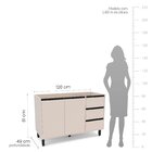 Balcão De Cozinha 2 Portas 3 Gavetas Sem Tampo Creme Koya Cre