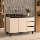 Balcão De Cozinha 2 Portas 3 Gavetas Sem Tampo Creme Koya Cre