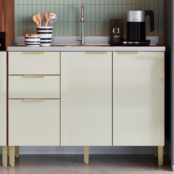 Balcão De Cozinha 2 Portas 3 Gavetas Wengue/cristalo - Decibal