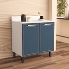 Balcão De Cozinha 2 Portas 80cm X 92,5cm X 52cm Branco/azul