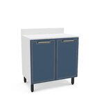 Balcão De Cozinha 2 Portas 80cm X 92,5cm X 52cm Branco/azul