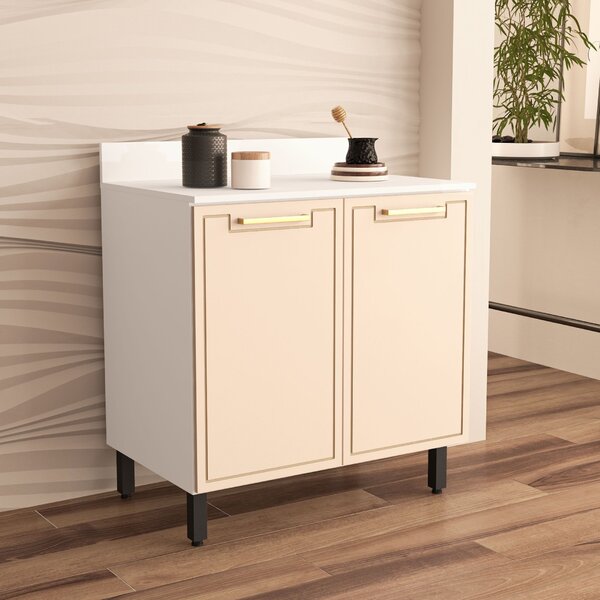 Balcão De Cozinha 2 Portas 80cm X 92,5cm X 52cm Branco/creme