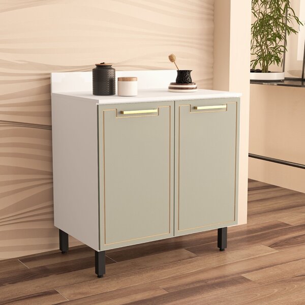 Balcão De Cozinha 2 Portas 80cm X 92,5cm X 52cm Branco/verde