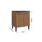 Balcão De Cozinha 2 Portas Com Tampo Giovanna Freijó/preto