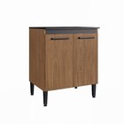 Balcão De Cozinha 2 Portas Com Tampo Giovanna Freijó/preto